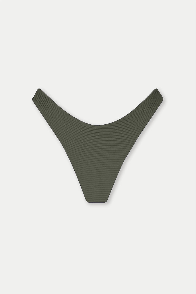 olive green ribbed thong bikini bottom