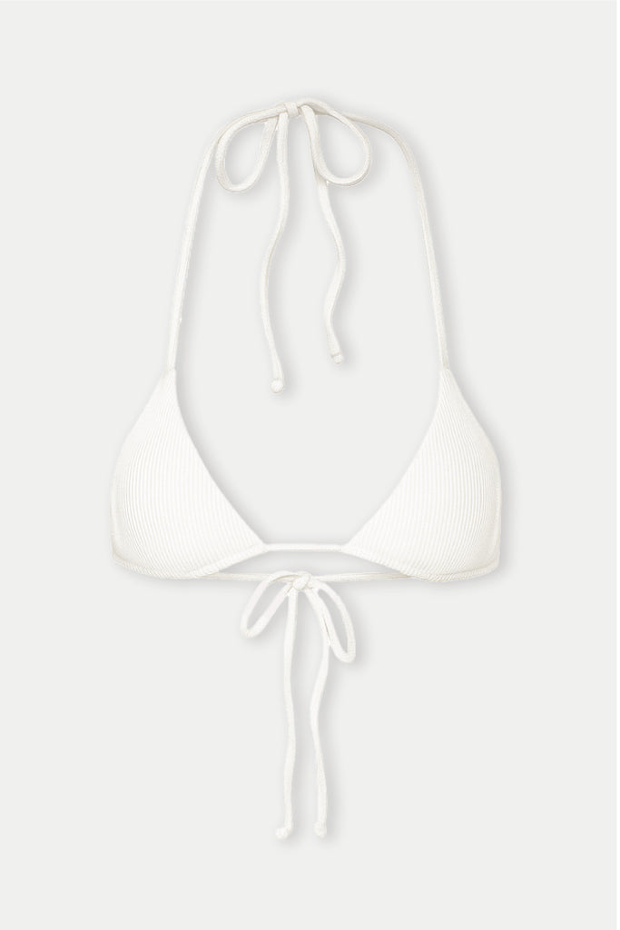 white ribbed triangle bikini top